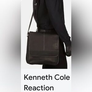 KENNETH COLE REACTION Dark Brown Leather Satchel Bag
